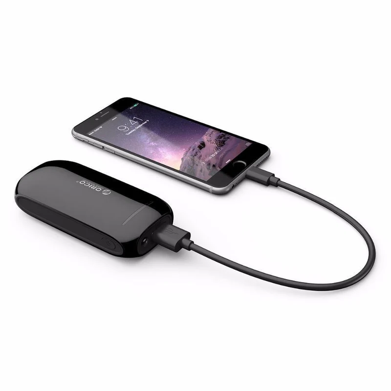 ORICO 4000mAh Power Bank 5V1A Aufladen für Smartphones mit 30cm Micro-USB-Kabel, tragbar zum Tragen, schwarzes ABS