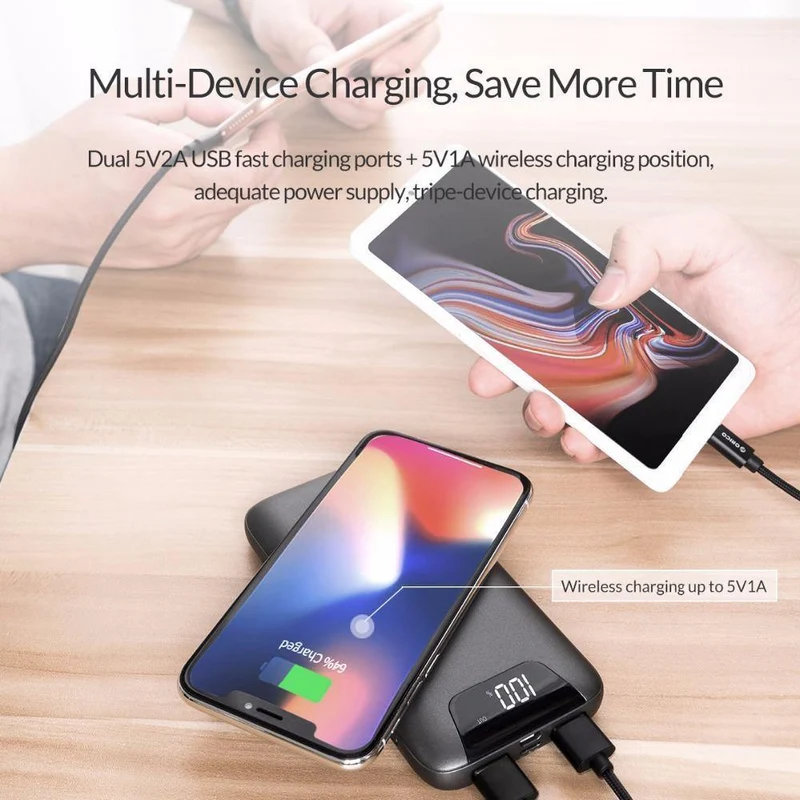 ORICO 10000 mAh Powerbank Drahtloses Laden Powerbank Externe Batterie Powerbank Mit LED-Anzeige für Handytablets