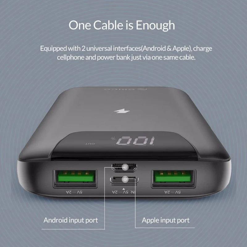 ORICO 10000 mAh Powerbank Drahtloses Laden Powerbank Externe Batterie Powerbank Mit LED-Anzeige für Handytablets