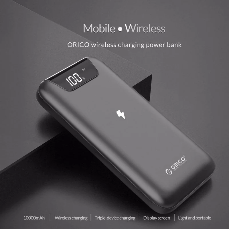 ORICO 10000 mAh Powerbank Drahtloses Laden Powerbank Externe Batterie Powerbank Mit LED-Anzeige für Handytablets