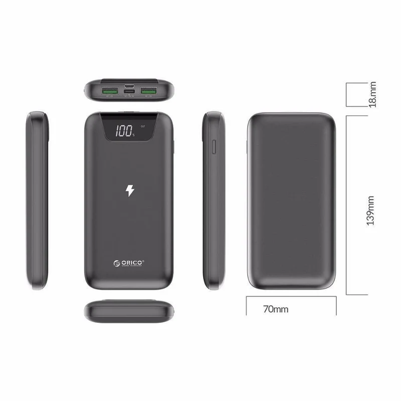 ORICO 10000 mAh Powerbank Drahtloses Laden Powerbank Externe Batterie Powerbank Mit LED-Anzeige für Handytablets