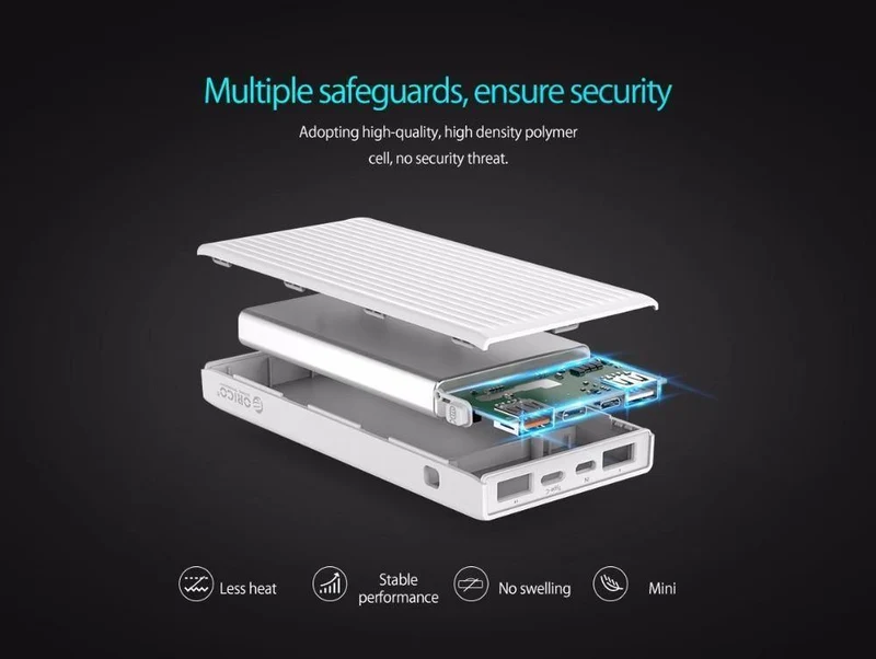 ORICO 10000 mAh Universal Power Bank QC3.0 Schnellladung Dual-Wege-Powerbank Externe Telefon-Backup-Batterieladung für iPhone Xiaomi