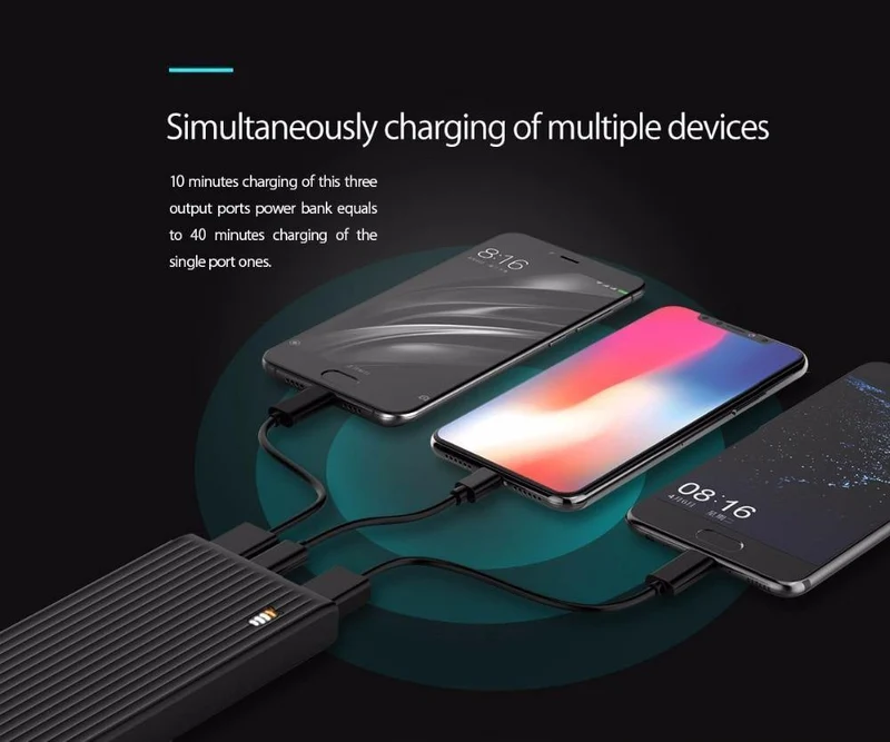 ORICO 10000 mAh Universal Power Bank QC3.0 Schnellladung Dual-Wege-Powerbank Externe Telefon-Backup-Batterieladung für iPhone Xiaomi