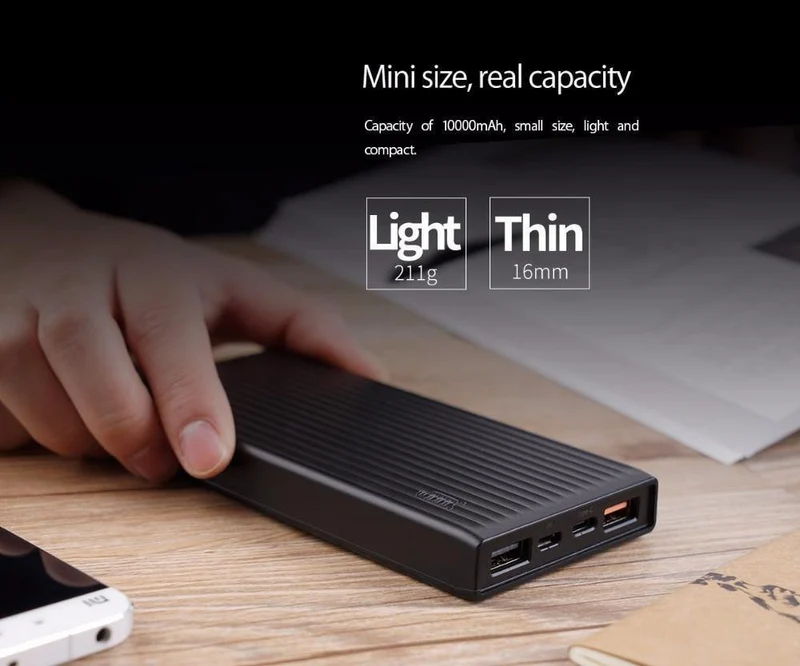 ORICO 10000 mAh Universal Power Bank QC3.0 Schnellladung Dual-Wege-Powerbank Externe Telefon-Backup-Batterieladung für iPhone Xiaomi