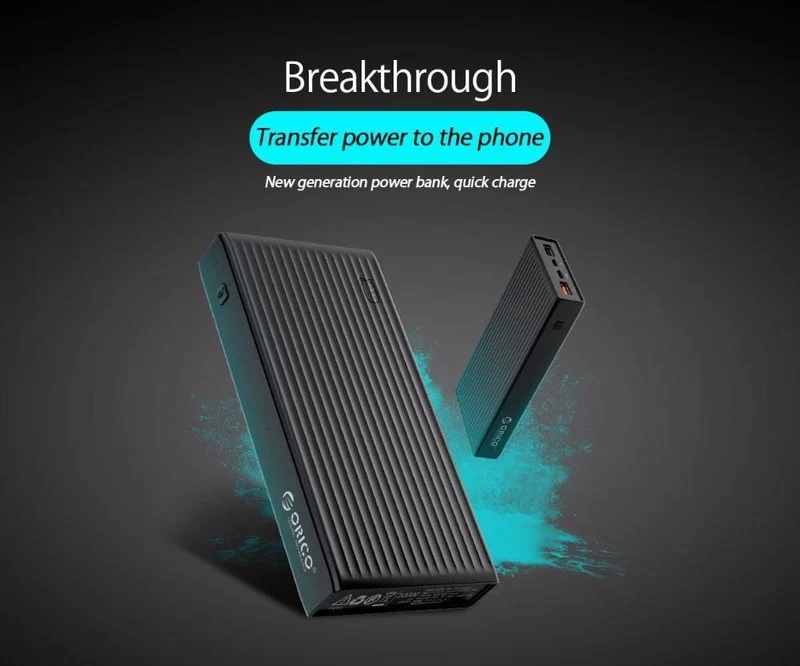 ORICO 10000 mAh Universal Power Bank QC3.0 Schnellladung Dual-Wege-Powerbank Externe Telefon-Backup-Batterieladung für iPhone Xiaomi