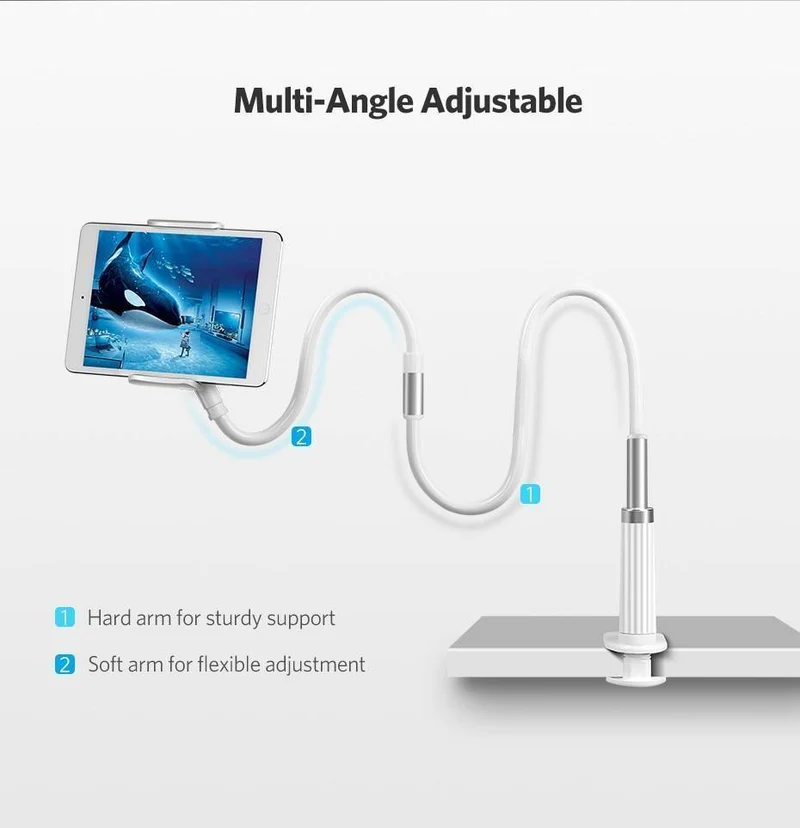 Ugreen Handyhalter Ständer für iPhone 8X 360 Rotation Langarm Handyhalter für iPad Tablets 3.7-10.6 Zoll Lazy Holders