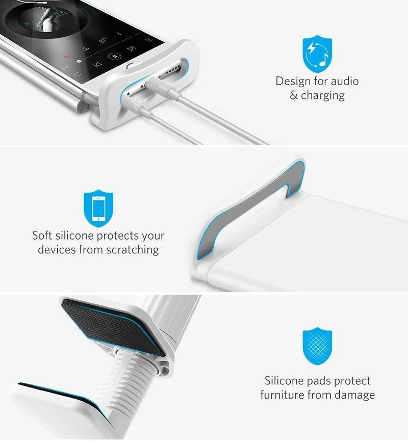 Ugreen Handyhalter Ständer für iPhone 8X 360 Rotation Langarm Handyhalter für iPad Tablets 3.7-10.6 Zoll Lazy Holders