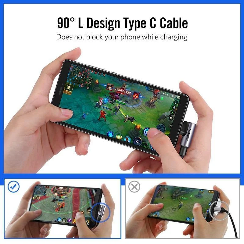 Ugreen nylon usb c kabel xnumx degree schnellladegerät usb typ c kabel für xiaomi mi xnumx samsung galaxy sxnumx plus handy usb-c kabel