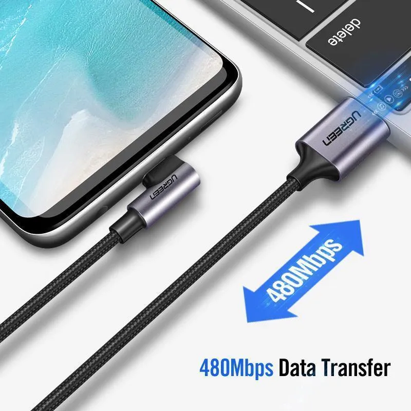 Ugreen nylon usb c kabel xnumx degree schnellladegerät usb typ c kabel für xiaomi mi xnumx samsung galaxy sxnumx plus handy usb-c kabel