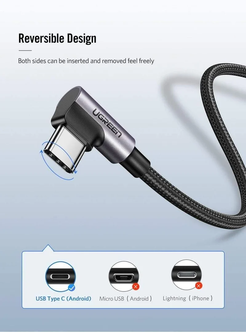 Ugreen nylon usb c kabel xnumx degree schnellladegerät usb typ c kabel für xiaomi mi xnumx samsung galaxy sxnumx plus handy usb-c kabel