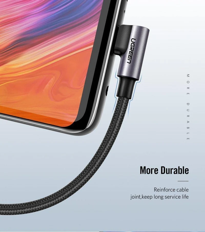 Ugreen nylon usb c kabel xnumx degree schnellladegerät usb typ c kabel für xiaomi mi xnumx samsung galaxy sxnumx plus handy usb-c kabel