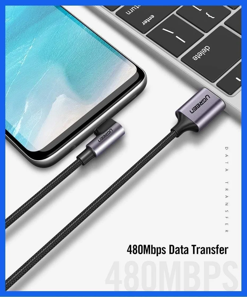 Ugreen nylon usb c kabel xnumx degree schnellladegerät usb typ c kabel für xiaomi mi xnumx samsung galaxy sxnumx plus handy usb-c kabel