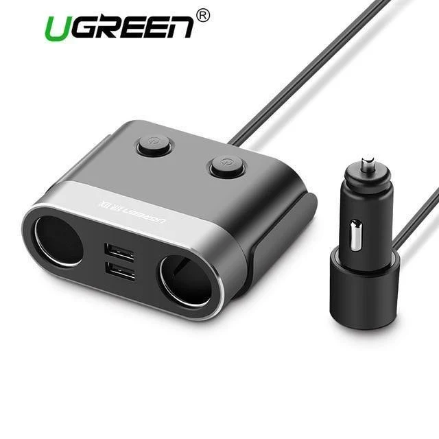 Ugreen Dual USB Autoladegerät Unterstützt Auto-Recorder Universelles Handy-Autoladegerät mit Expander-Ladegerät für iPhone 6S Samsung
