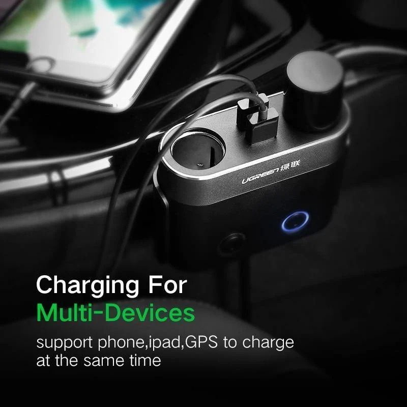 Ugreen Dual USB Autoladegerät Unterstützt Auto-Recorder Universelles Handy-Autoladegerät mit Expander-Ladegerät für iPhone 6S Samsung