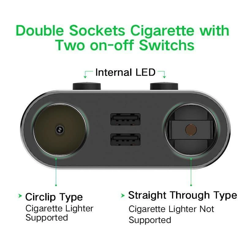 Ugreen Dual USB Autoladegerät Unterstützt Auto-Recorder Universelles Handy-Autoladegerät mit Expander-Ladegerät für iPhone 6S Samsung