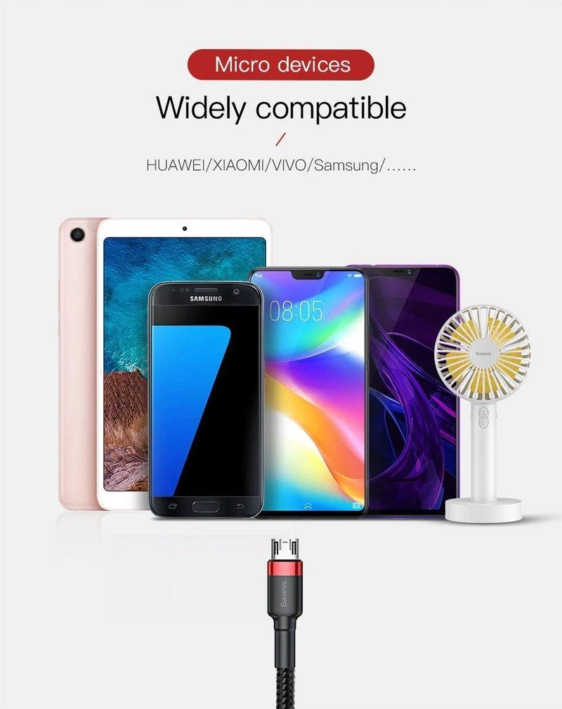 Baseus 1m 2m Micro USB Kabel für Xiaomi Redmi Note 5 Pro 4 Reversible Micro USB Ladegerät Datenkabel für Samsung S7 Handy