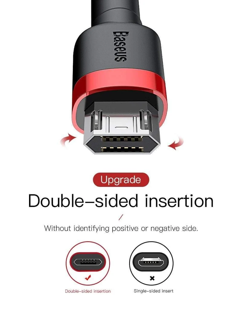 Baseus 1m 2m Micro USB Kabel für Xiaomi Redmi Note 5 Pro 4 Reversible Micro USB Ladegerät Datenkabel für Samsung S7 Handy