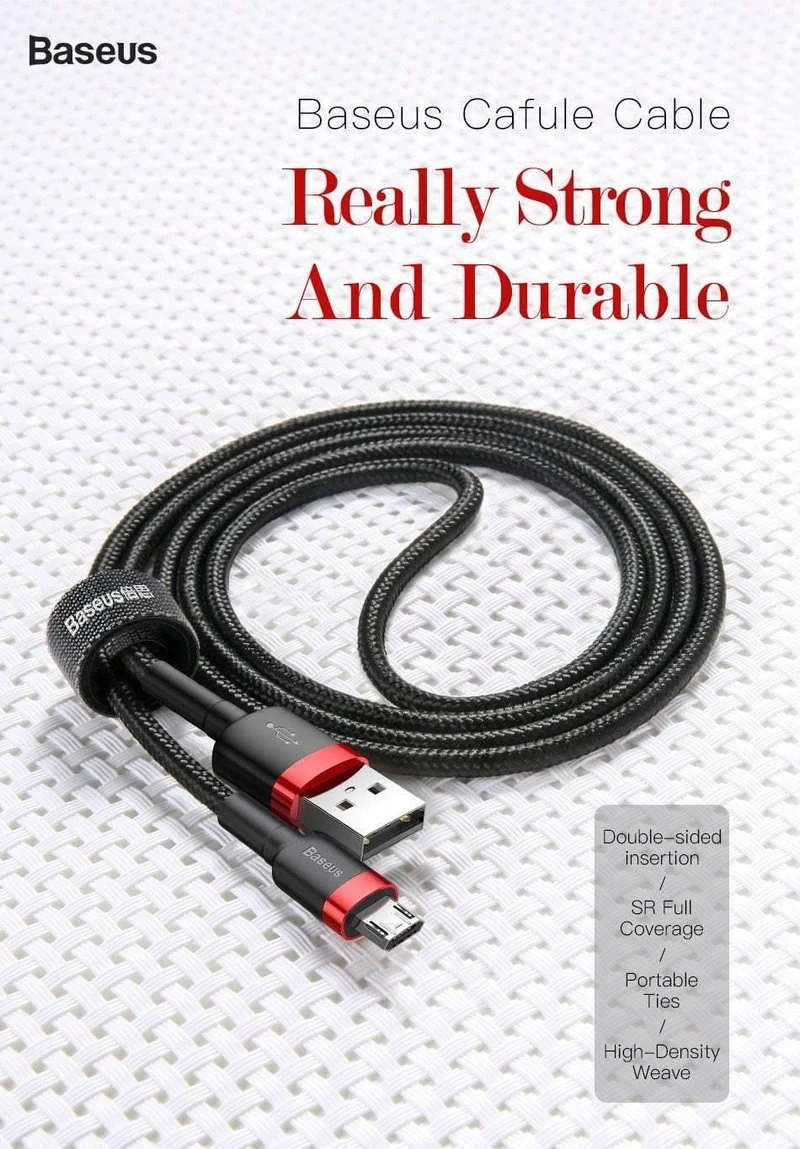 Baseus 1m 2m Micro USB Kabel für Xiaomi Redmi Note 5 Pro 4 Reversible Micro USB Ladegerät Datenkabel für Samsung S7 Handy