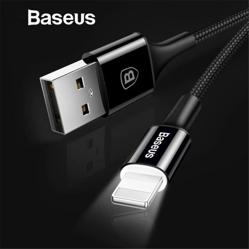 Baseus LED-Beleuchtung Ladekabel für iPhone X 8 7 USB-Kabel für iPhone iPad Schnellladekabel Handy-Datenkabel