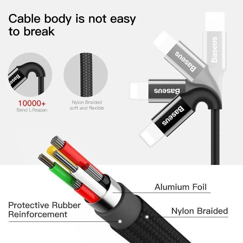 Baseus LED-Beleuchtung Ladekabel für iPhone X 8 7 USB-Kabel für iPhone iPad Schnellladekabel Handy-Datenkabel
