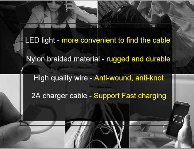 Baseus LED-Beleuchtung Ladekabel für iPhone X 8 7 USB-Kabel für iPhone iPad Schnellladekabel Handy-Datenkabel