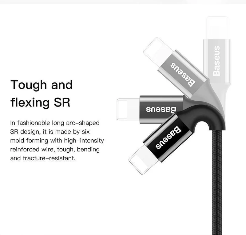 Baseus LED-Beleuchtung Ladekabel für iPhone X 8 7 USB-Kabel für iPhone iPad Schnellladekabel Handy-Datenkabel