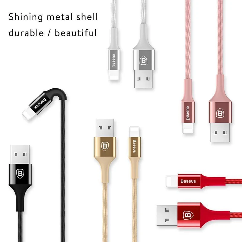Baseus LED-Beleuchtung Ladekabel für iPhone X 8 7 USB-Kabel für iPhone iPad Schnellladekabel Handy-Datenkabel