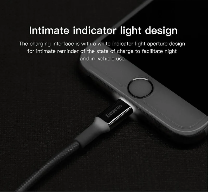 Baseus LED-Beleuchtung Ladekabel für iPhone X 8 7 USB-Kabel für iPhone iPad Schnellladekabel Handy-Datenkabel