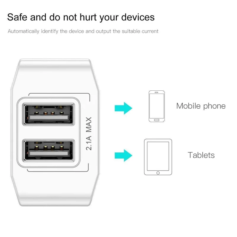 Baseus Dual USB-Ladegerät, Handy EU-Ladestecker Reise-Wandladegerät-Adapter für iPhone iPad Samsung Xiaomi Telefonladegerät