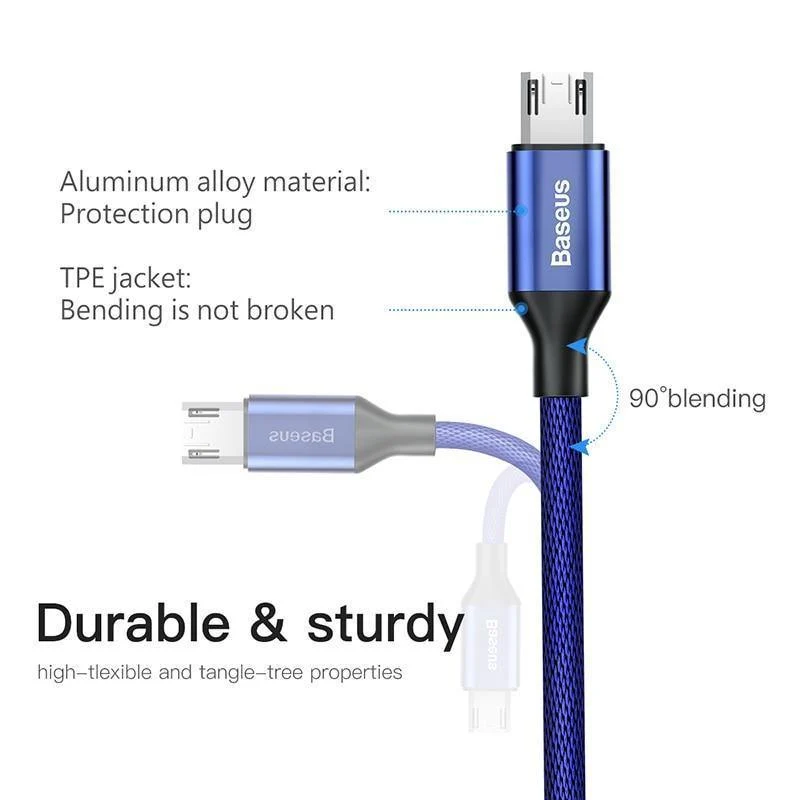 Baseus Reversible Micro USB Kabel Für Samsung Xiaomi Redmi Hinweis 4X Handy Daten Sync Kabel Doppelseitige USB Lade kabel
