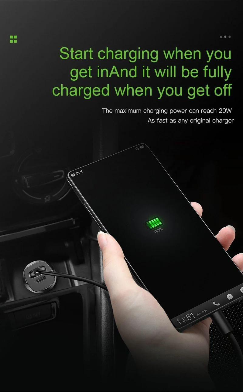 Baseus 30W Dual USB C PD-Schnellladegerät QC 4.0-Autoladegerät für Mobiltelefon-Ladegerät Schnelles USB PD-Autoladegerät vom Typ C AFC SCP