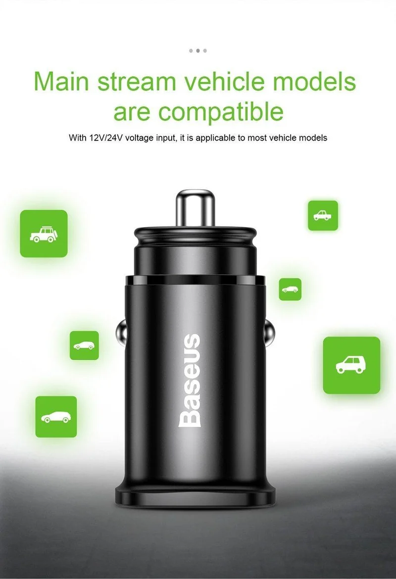 Baseus 30W Dual USB C PD-Schnellladegerät QC 4.0-Autoladegerät für Mobiltelefon-Ladegerät Schnelles USB PD-Autoladegerät vom Typ C AFC SCP