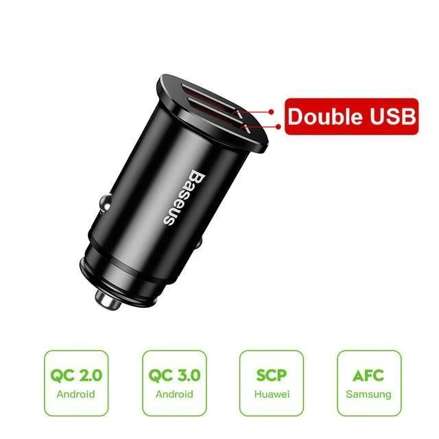 Baseus 30W Dual USB C PD-Schnellladegerät QC 4.0-Autoladegerät für Mobiltelefon-Ladegerät Schnelles USB PD-Autoladegerät vom Typ C AFC SCP