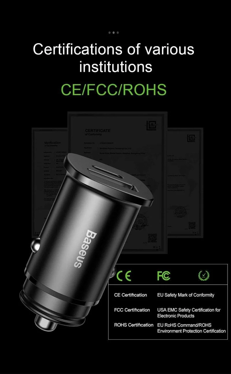 Baseus 30W Dual USB C PD-Schnellladegerät QC 4.0-Autoladegerät für Mobiltelefon-Ladegerät Schnelles USB PD-Autoladegerät vom Typ C AFC SCP