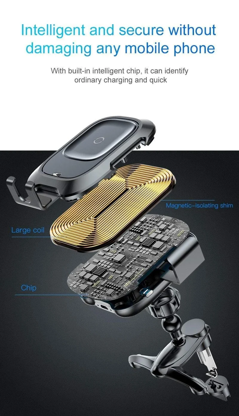 Baseus Autotelefonhalter für iPhone Intelligenter Infrarotsensor Qi Auto Drahtloses Ladegerät Lüftungshalterung Handyhalter Ständer