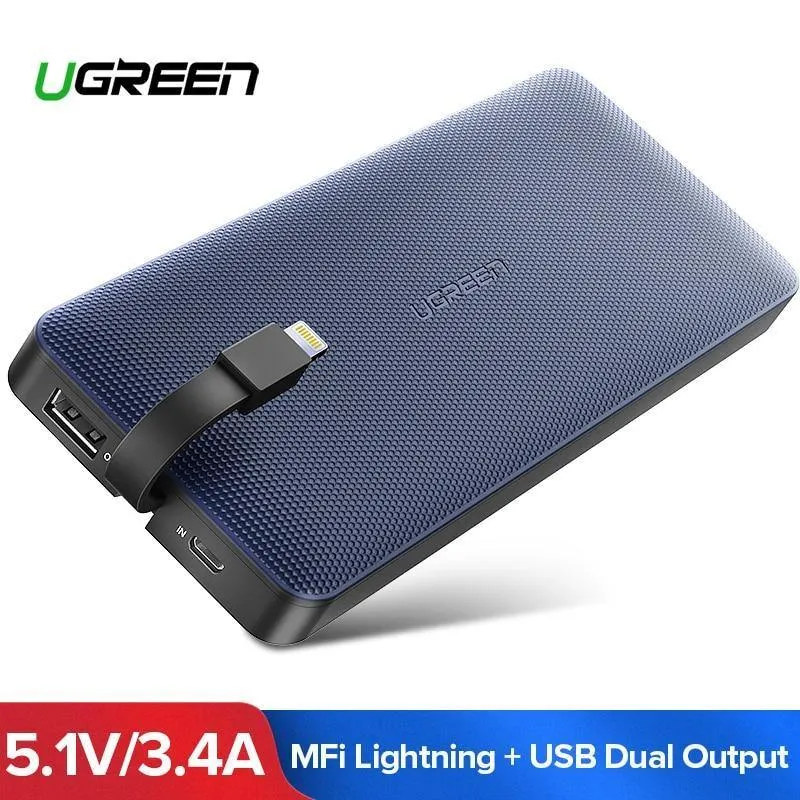 Ugreen Power Bank 10000 mAh Für iPhone X 7 Xiaomi Externer Akku Powerbank Für USB iPhone Kabel Tragbares Ladegerät Poverbank