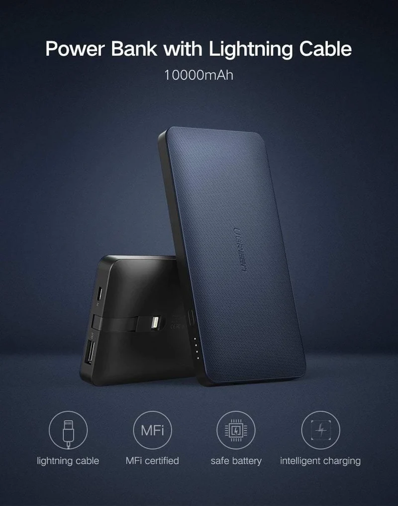 Ugreen Power Bank 10000 mAh Für iPhone X 7 Xiaomi Externer Akku Powerbank Für USB iPhone Kabel Tragbares Ladegerät Poverbank