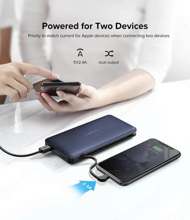 Ugreen Power Bank 20000mAh Für iPhone X 7 Samsung S9 Für USB iPhone Kabel Powerbank Tragbares Ladegerät Externe Batterie Pover Bank
