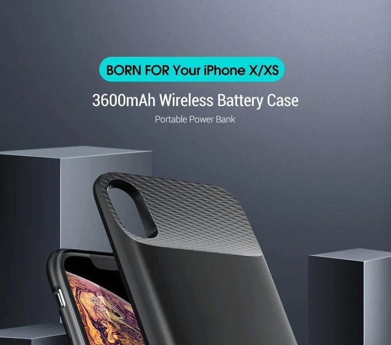 Ugreen 3600mAh Qi Wireless-Ladegerät Power Bank für iPhone X Xs Ultra Slim Externes Akkuladegerät Case für iPhone PowerBank