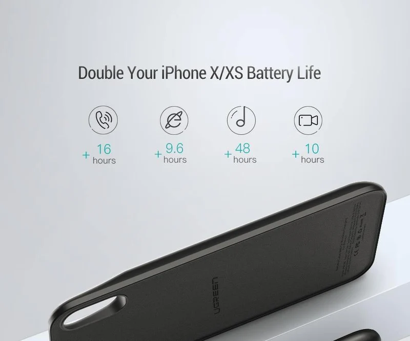 Ugreen 3600mAh Qi Wireless-Ladegerät Power Bank für iPhone X Xs Ultra Slim Externes Akkuladegerät Case für iPhone PowerBank