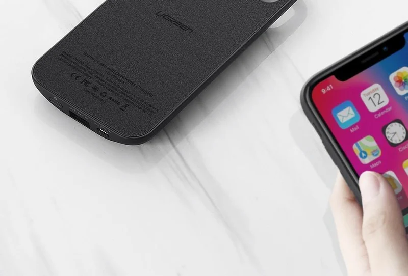 Ugreen 3600mAh Qi Wireless-Ladegerät Power Bank für iPhone X Xs Ultra Slim Externes Akkuladegerät Case für iPhone PowerBank