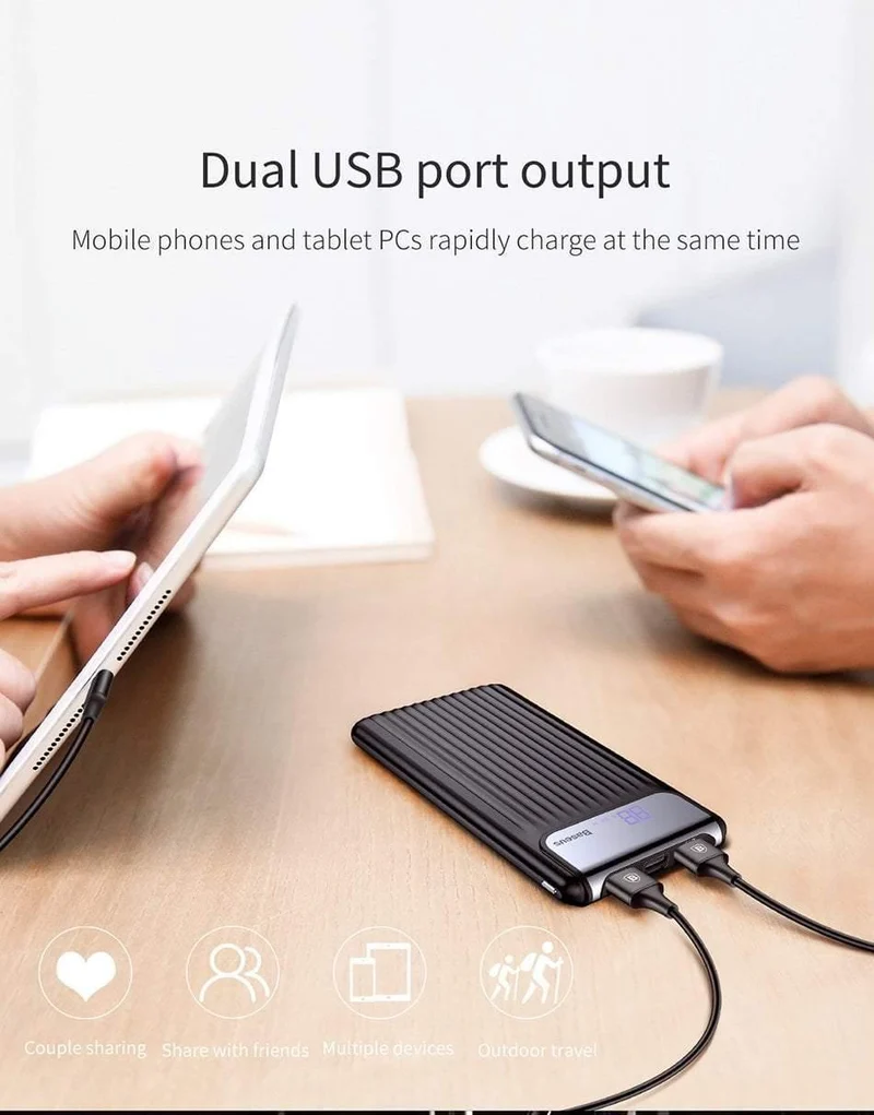 Baseus 10000 mAh LCD Quick Charge 3.0 Dual USB Power Bank für iPhone X 8 7 6 Samsung S9 S8 Xiaomi Powerbank Batterieladegerät QC3.0