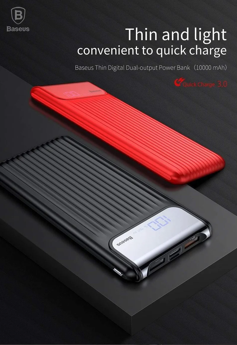 Baseus 10000 mAh LCD Quick Charge 3.0 Dual USB Power Bank für iPhone X 8 7 6 Samsung S9 S8 Xiaomi Powerbank Batterieladegerät QC3.0
