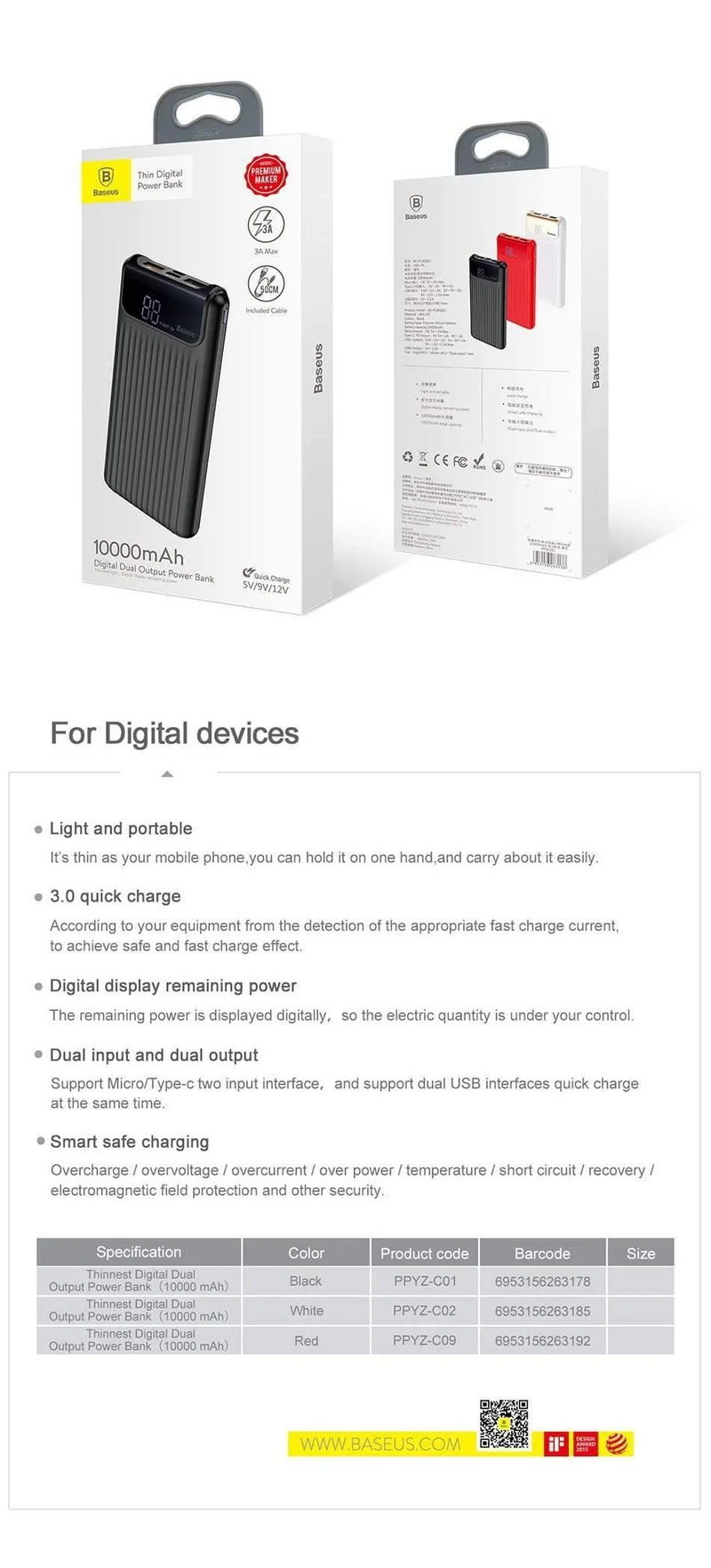 Baseus 10000 mAh LCD Quick Charge 3.0 Dual USB Power Bank für iPhone X 8 7 6 Samsung S9 S8 Xiaomi Powerbank Batterieladegerät QC3.0