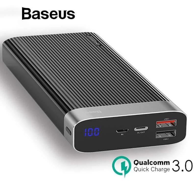 Baseus 20000 mAh Powerbank für iPhone Huawei Powerbank USB Typ C PD + Schnellladegerät 3.0 Schnellladender externer Akku