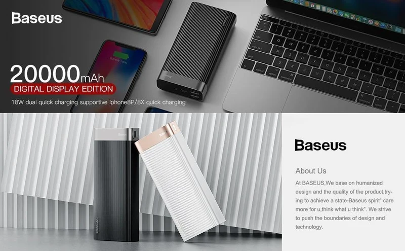 Baseus 20000 mAh Powerbank für iPhone Huawei Powerbank USB Typ C PD + Schnellladegerät 3.0 Schnellladender externer Akku