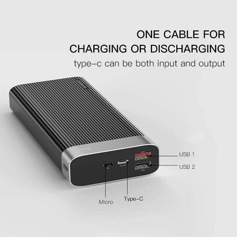 Baseus 20000 mAh Powerbank für iPhone Huawei Powerbank USB Typ C PD + Schnellladegerät 3.0 Schnellladender externer Akku