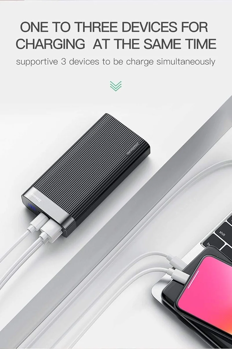 Baseus 20000 mAh Powerbank für iPhone Huawei Powerbank USB Typ C PD + Schnellladegerät 3.0 Schnellladender externer Akku