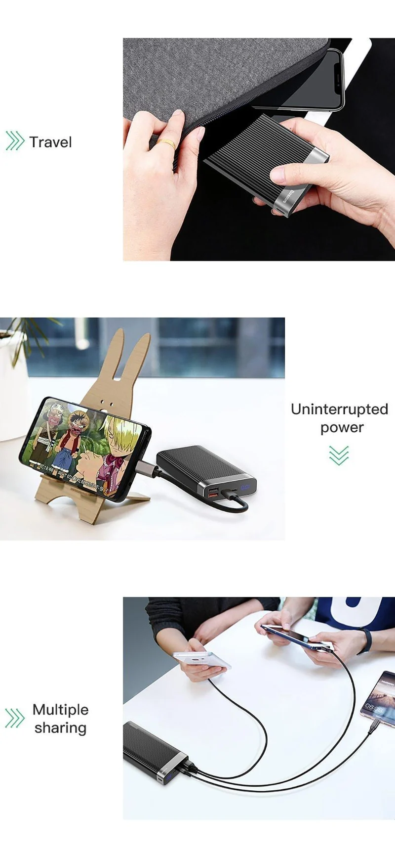 Baseus 20000 mAh Powerbank für iPhone Huawei Powerbank USB Typ C PD + Schnellladegerät 3.0 Schnellladender externer Akku