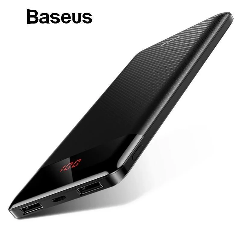 Baseus 10000mAh Power Bank Für Xiaomi Samsung iPhone Huawei Powerbank Tragbare Mini Dual USB Lade Externe Batterie Pack Bank